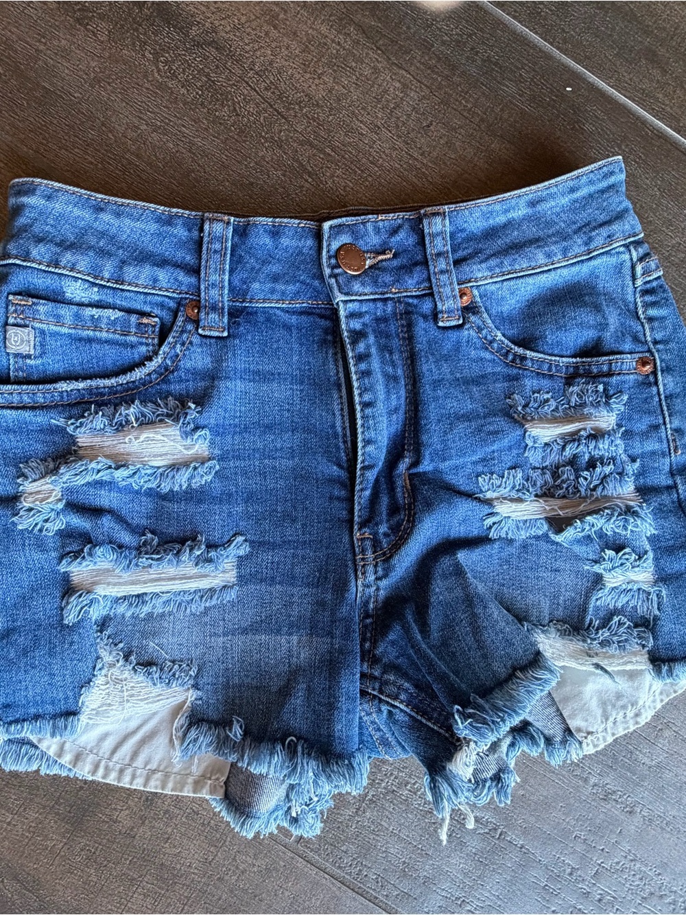 Distressed Blue Denim Women's Shorts
